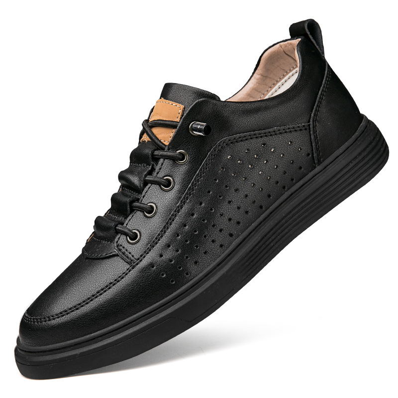 Men's Plus Size Leather Skateboard Shoes Retro Punching Soft Shoes foto 3