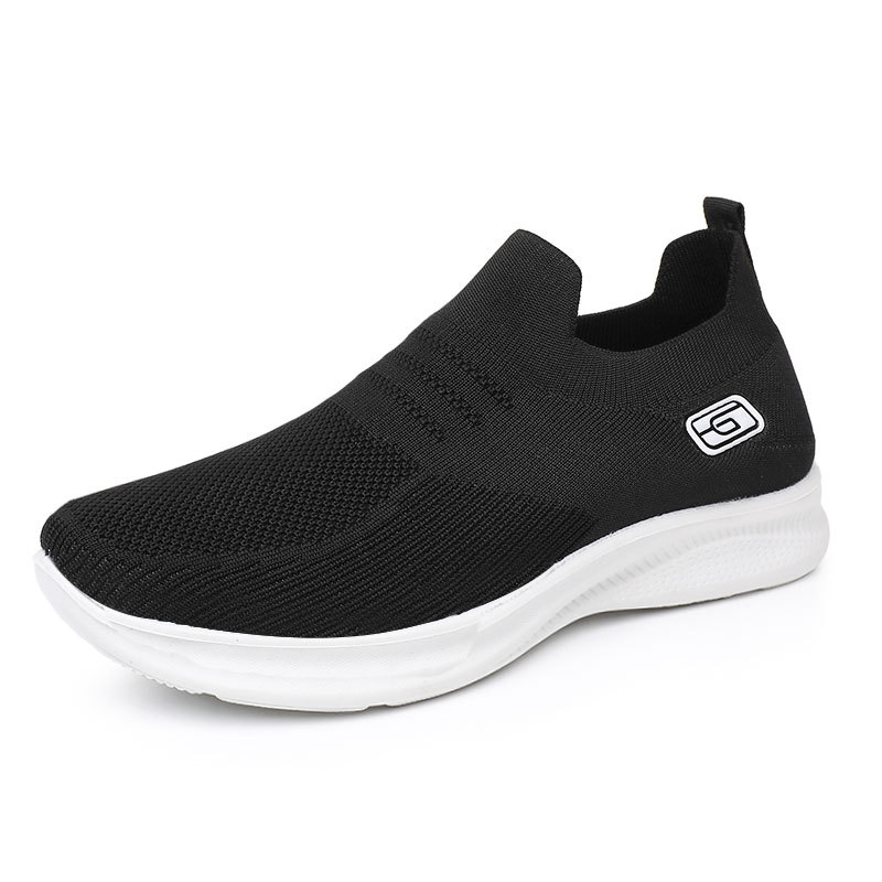 Breathable Casual Polyurethane Soft Bottom Slip-on Flat Mesh Flying Woven Shoes Men foto 3