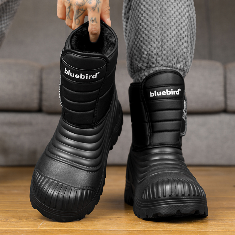 Winter Fleece Lined Padded Warm Keeping High-top Raise The Bottom Men's Cotton Shoes foto 3