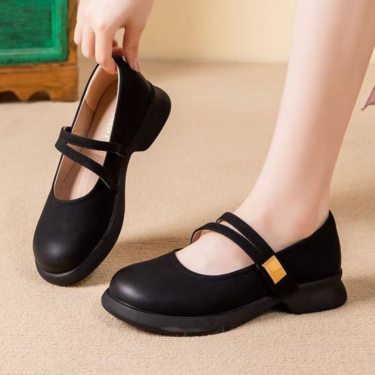 Spring Breathable All-Match Retro Low-Heel Shallow-Toe Pumps foto 3