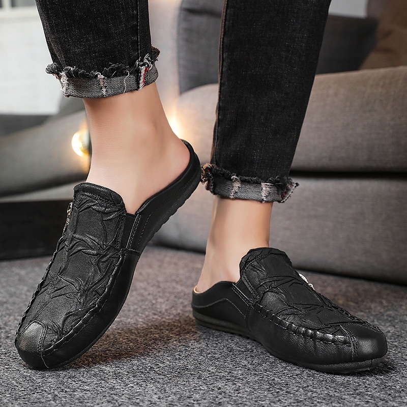 Men's Half Slippers Gommino Trendy Heel-free Men's Shoes Casual Lazy Slippers Gommino Semi Slippers foto 2