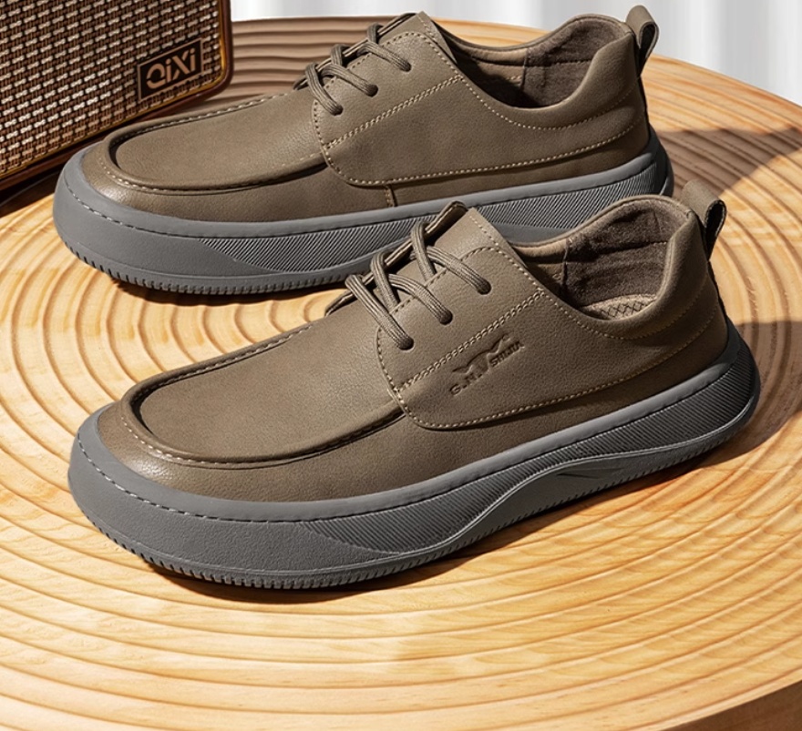 British Retro Brown Big Toe Casual Leather Shoes foto 5