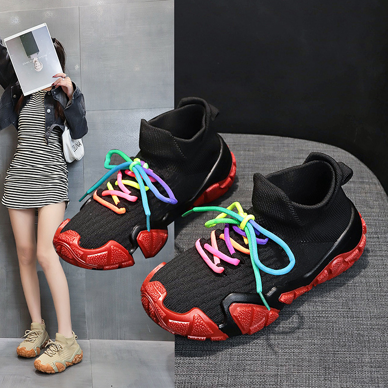Solid Color Fashion Flyknit Casual Sports Single-layer Shoes foto 2