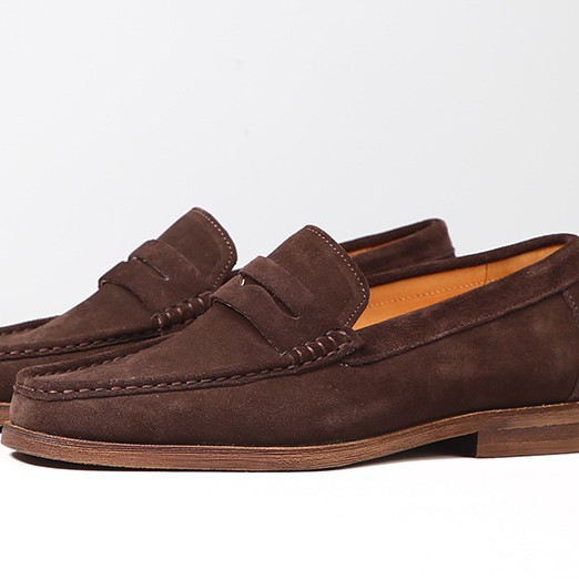 Mens Leather Loafers Genuine Leather Boat Shoes Slip-on Suede foto 3