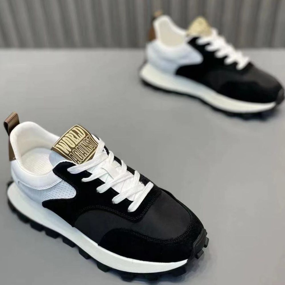 Men's Sports Color Matching Low-top Breathable Fabric Leather Stitching Casual Shoes foto 5