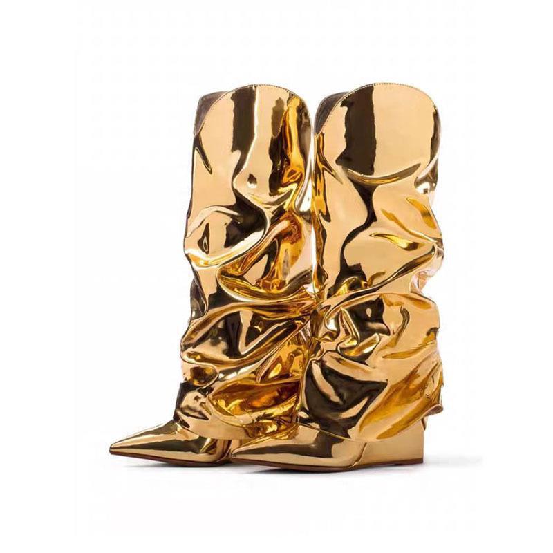 New Bright Noodle Wedge Wrinkle Boots foto 2