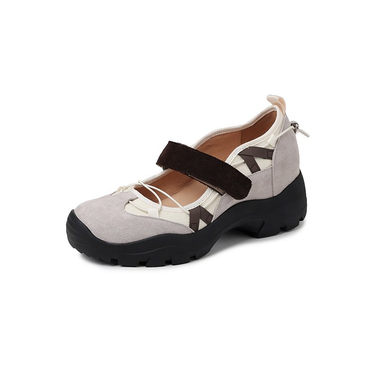 Retro Leather Chunky-soled Velcro Sneakers
