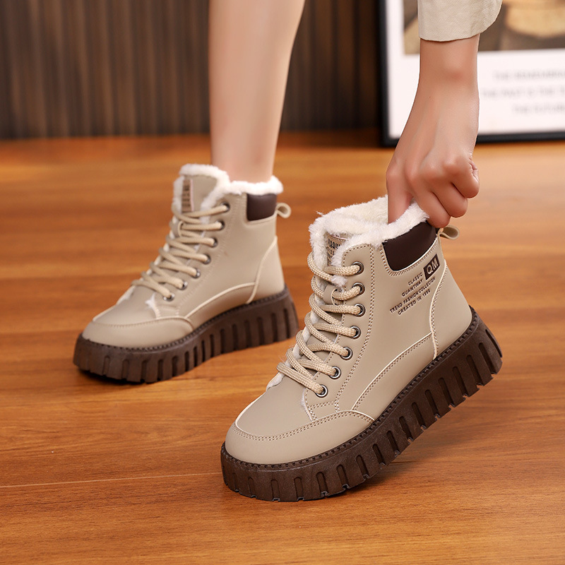 Womens High-top, Fleece-lined Dr Martensstyle Boots, Thick-soled And Casual foto 4