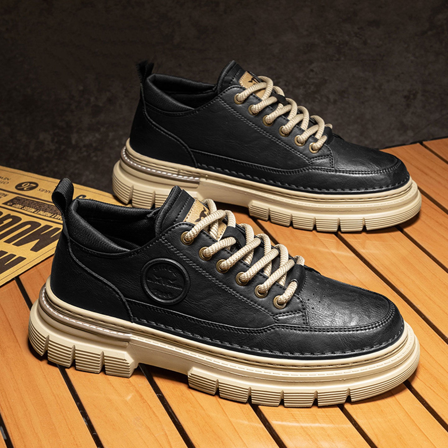 High-grade British Style Worker Boot Platform Casual Leather Shoes foto 2