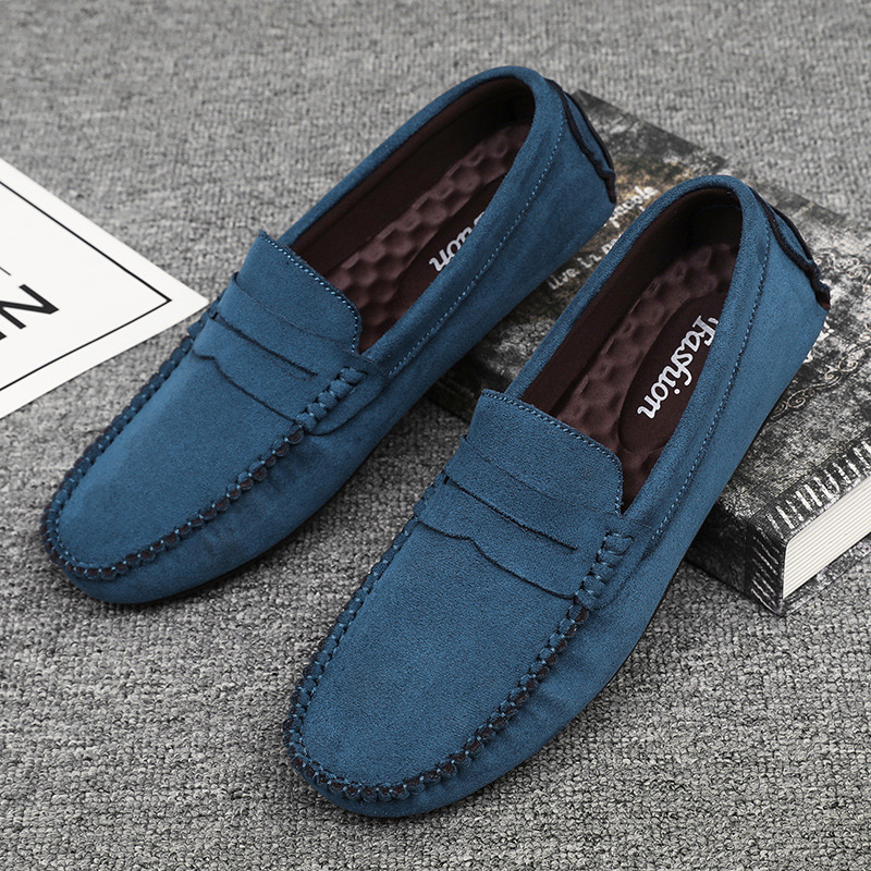 Hand-stitched Men's Beanie Shoes Velvet Leather Handmade foto 2