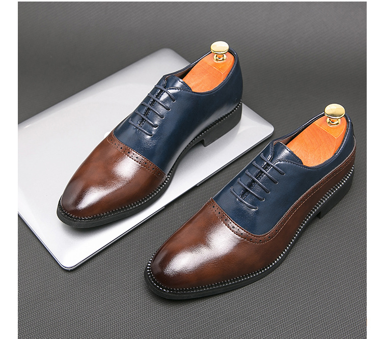 Men's Business Double Color Block Leather Shoes foto 5