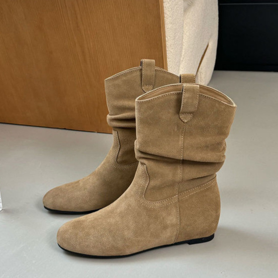 French Retro Autumn And Winter New Frosted High Sleeve Western Cowboy Boot Women foto 3