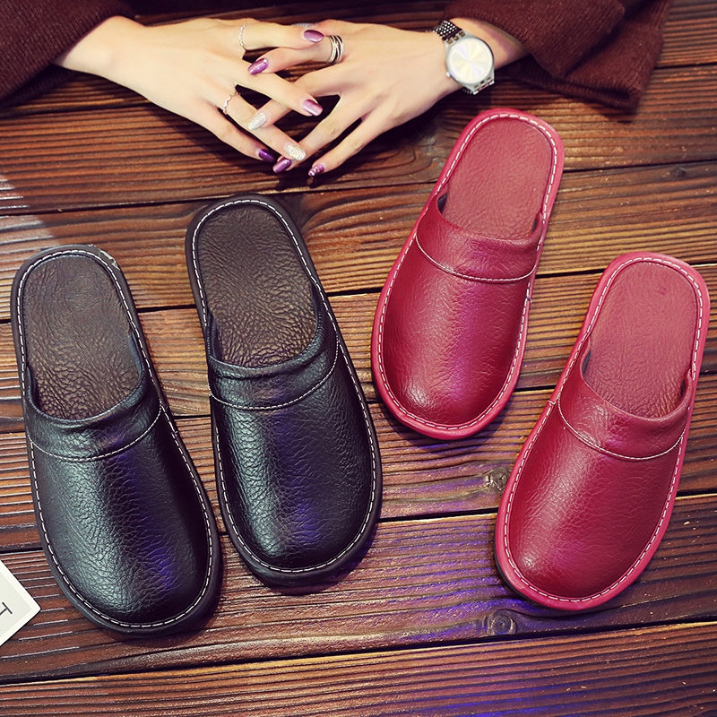 Home Leather Slippers Men's Plus Size Spring And Autumn Waterproof Platform foto 4