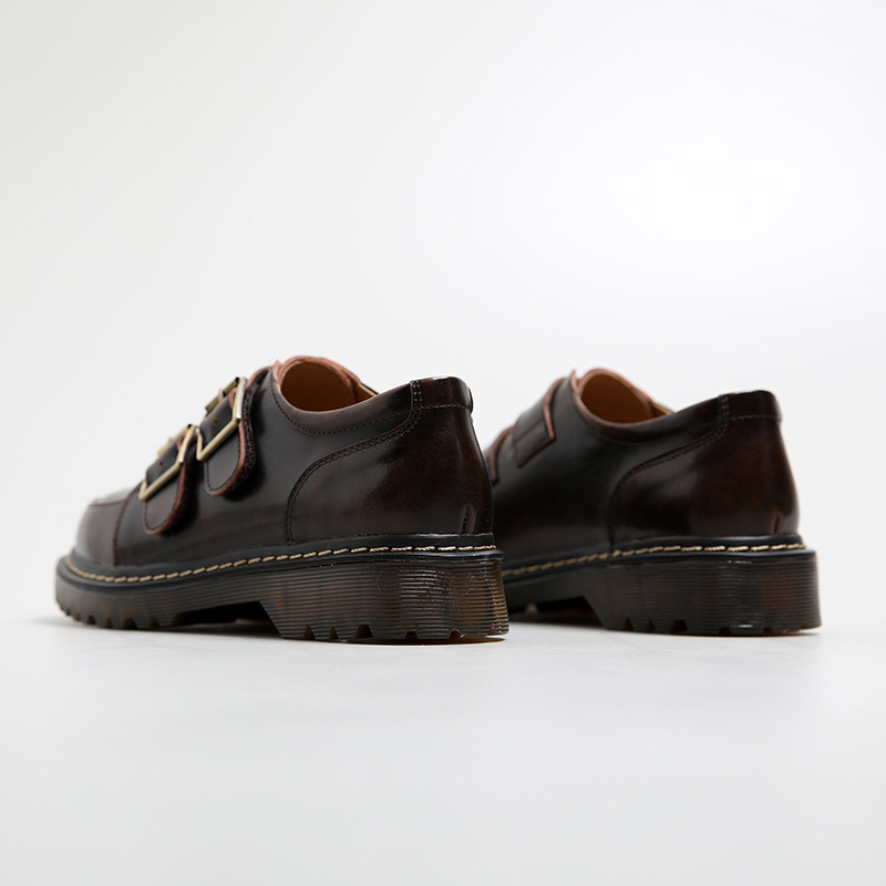 British Big Head Female College Style Retro Double Buckle Pumps foto 4