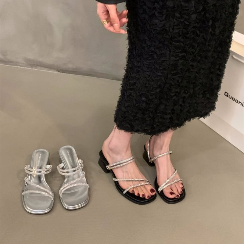 Chic Rhinestone French-style Strappy Sandals foto 3