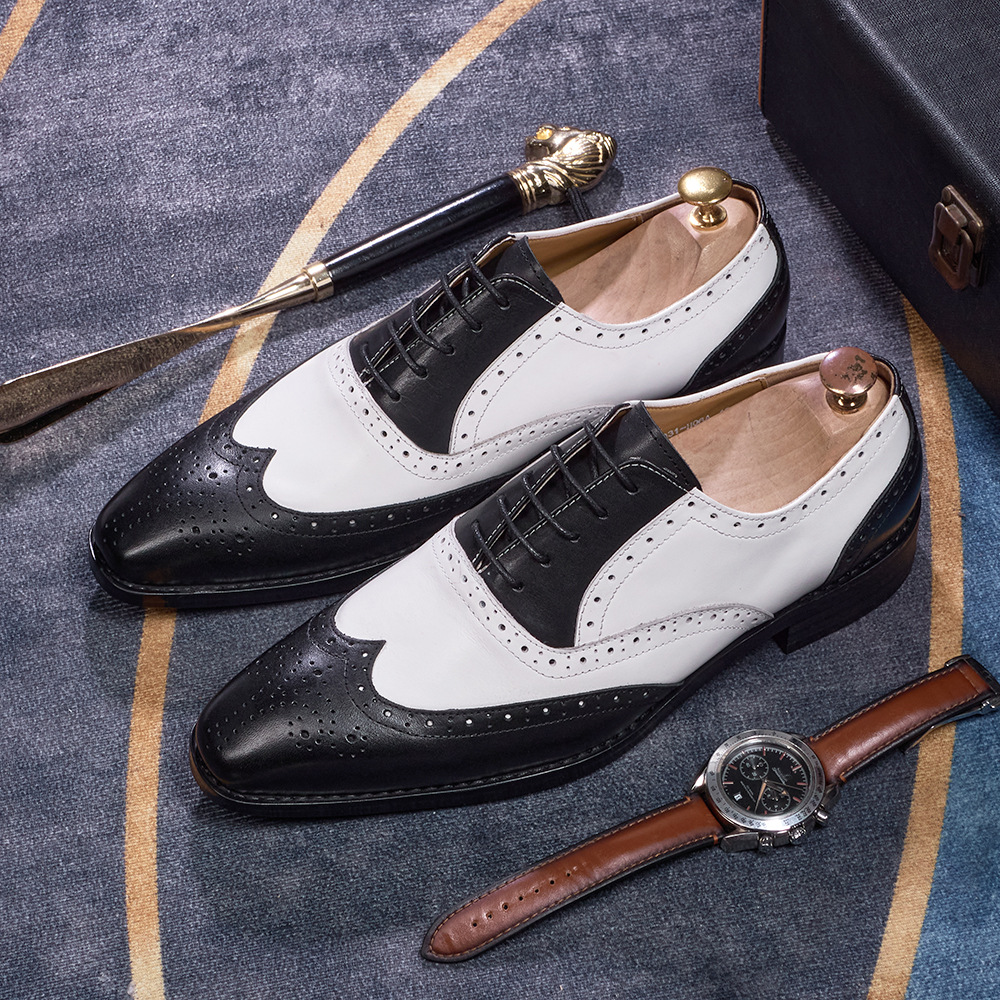 European And American Men's Brogues For Business And Casual Wear With Pointed Toes