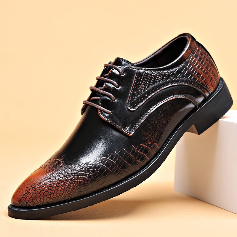 Mens Casual British-style Pointed-toe Leather Shoes Plus Size foto 2
