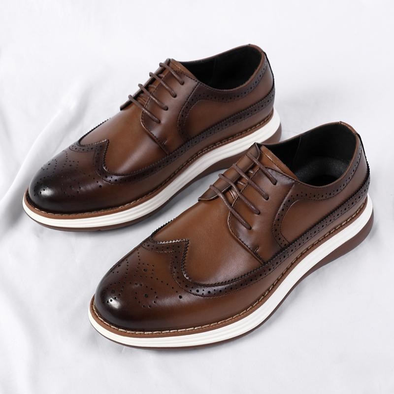 Ultra-fiber Thick-soled Trendy Men's Business Leather Shoes Comfortable And Casual foto 3