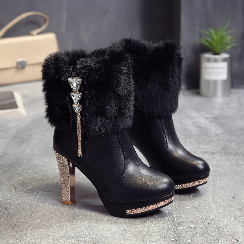 Women's High-heel Short Boots With Fine Heel And Waterproof foto 4