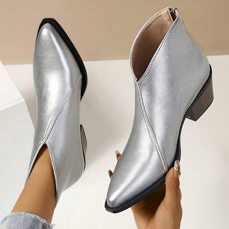 European And American Ladies Black Pointed Ankle Boots foto 4