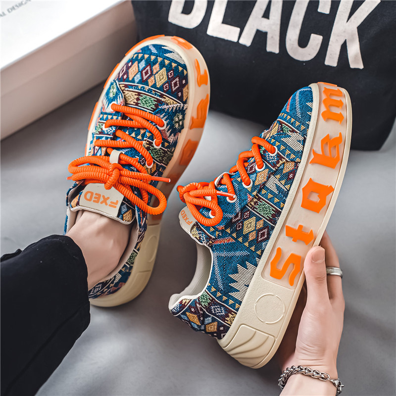 Ethnic Grid Platform Men's Shoes Breathable Increased foto 3