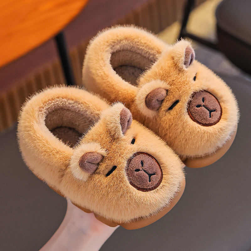 Cartoon Warm Capybara Winter Cotton Slippers For Kids foto 3