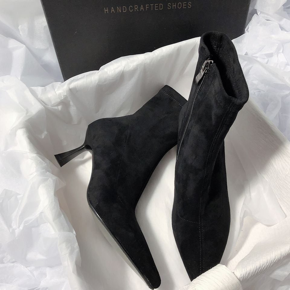 New High-heel Fashion Versatile Pointed Toe Slim Heel Simple Commuting Ankle Boots For Women foto 2