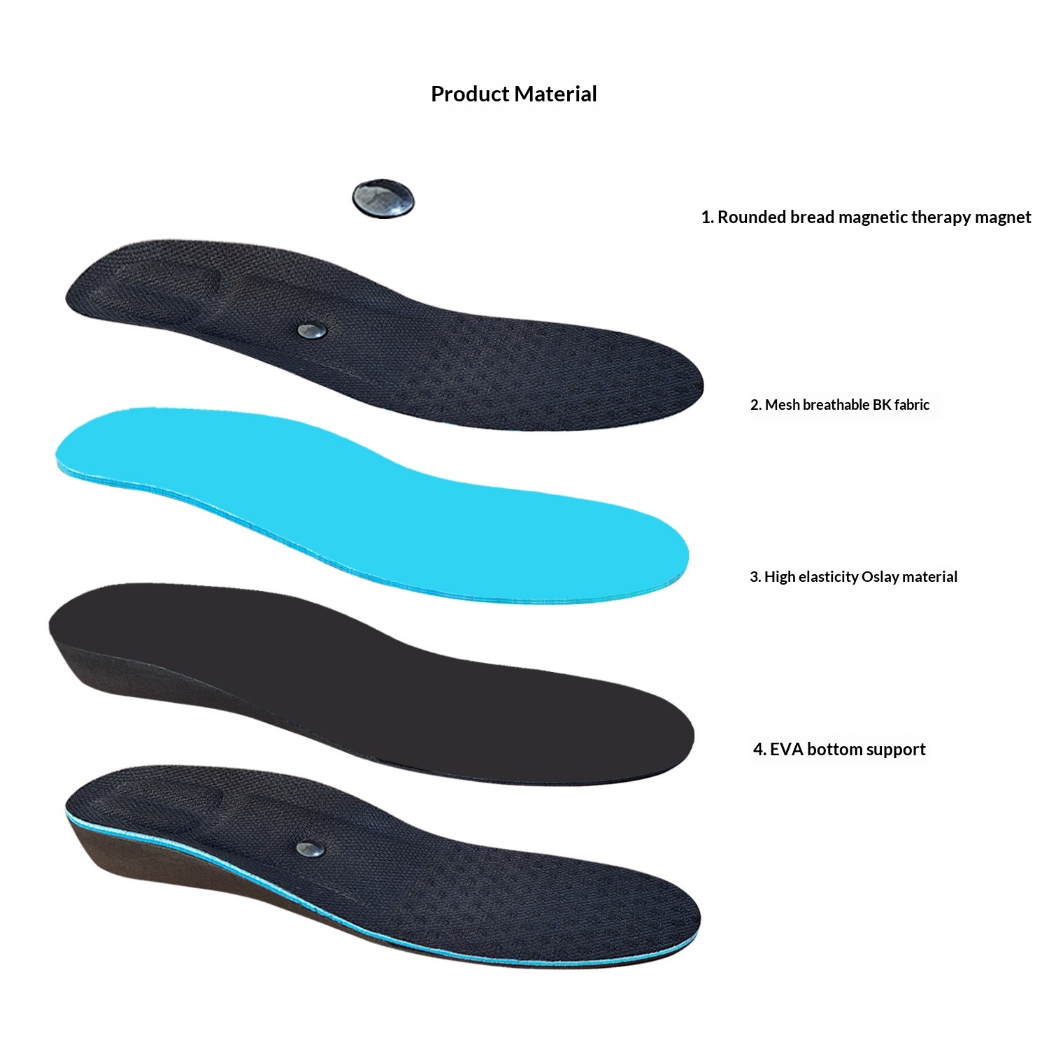 Magnetic Massage EVA Cushioned Sports Leisure Height-increasing Insoles foto 5