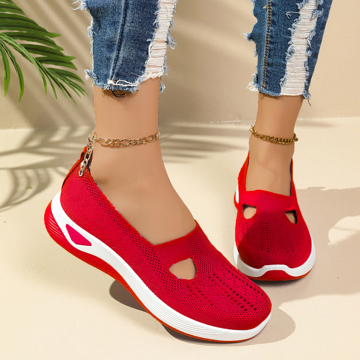 Women's Shoes Soft Bottom Not Tired Feet Slip-on Mesh foto 2