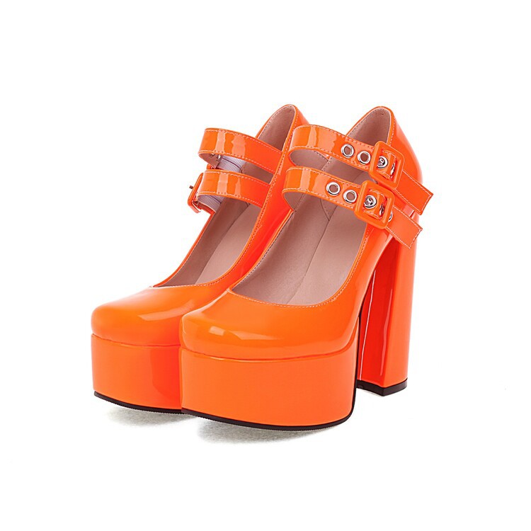 Womens Round-toe Solid-color High Heels foto 3