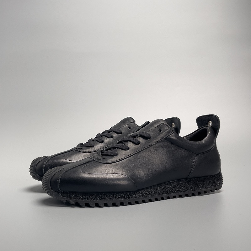 Simple Black Cowhide Casual Men's Genuine Leather Shoes foto 3