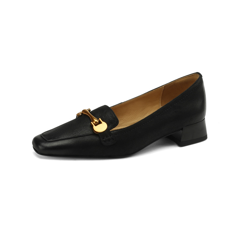 Spring And Autumn New Retro Square Toe Leather Shoes For Women foto 5
