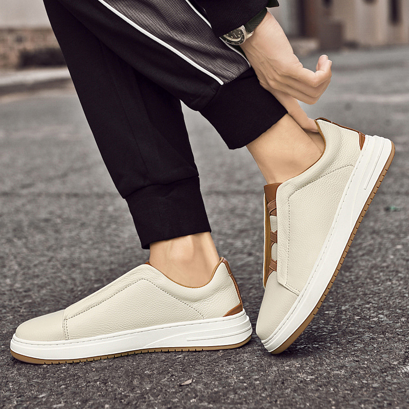 Low-top Slip-on Genuine Leather Top Layer Cowhide Casual Shoes foto 4