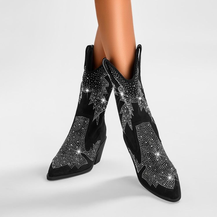 Shiny Rhinestone Booties Ankle Women foto 5