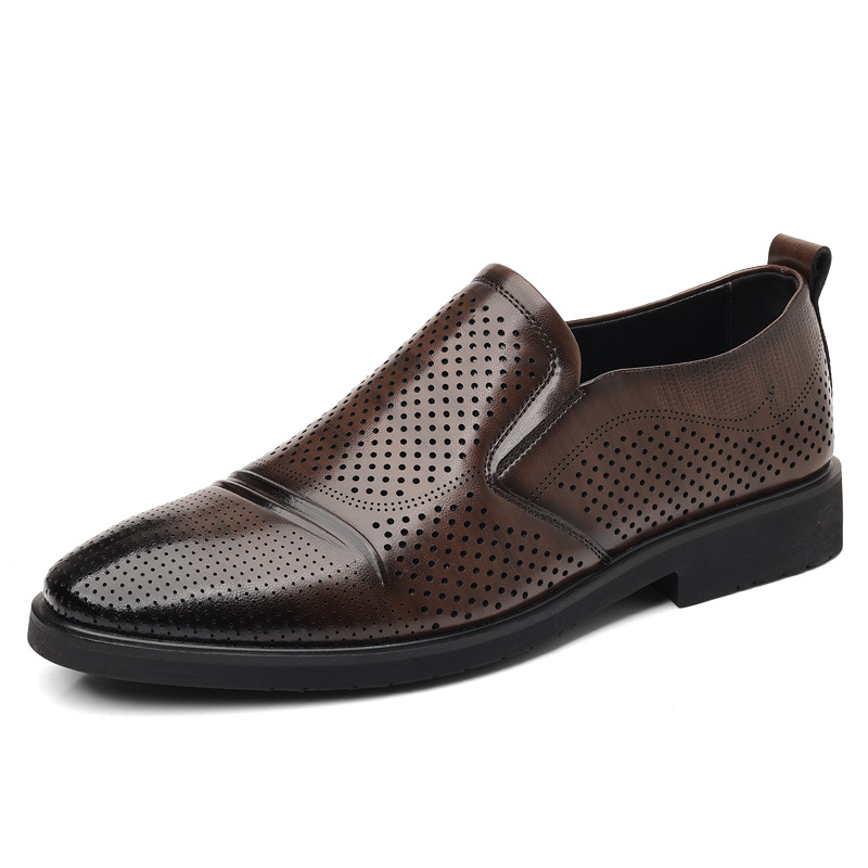 Mens Plus-Size Vintage Business Slip-On Leather Shoes foto 3