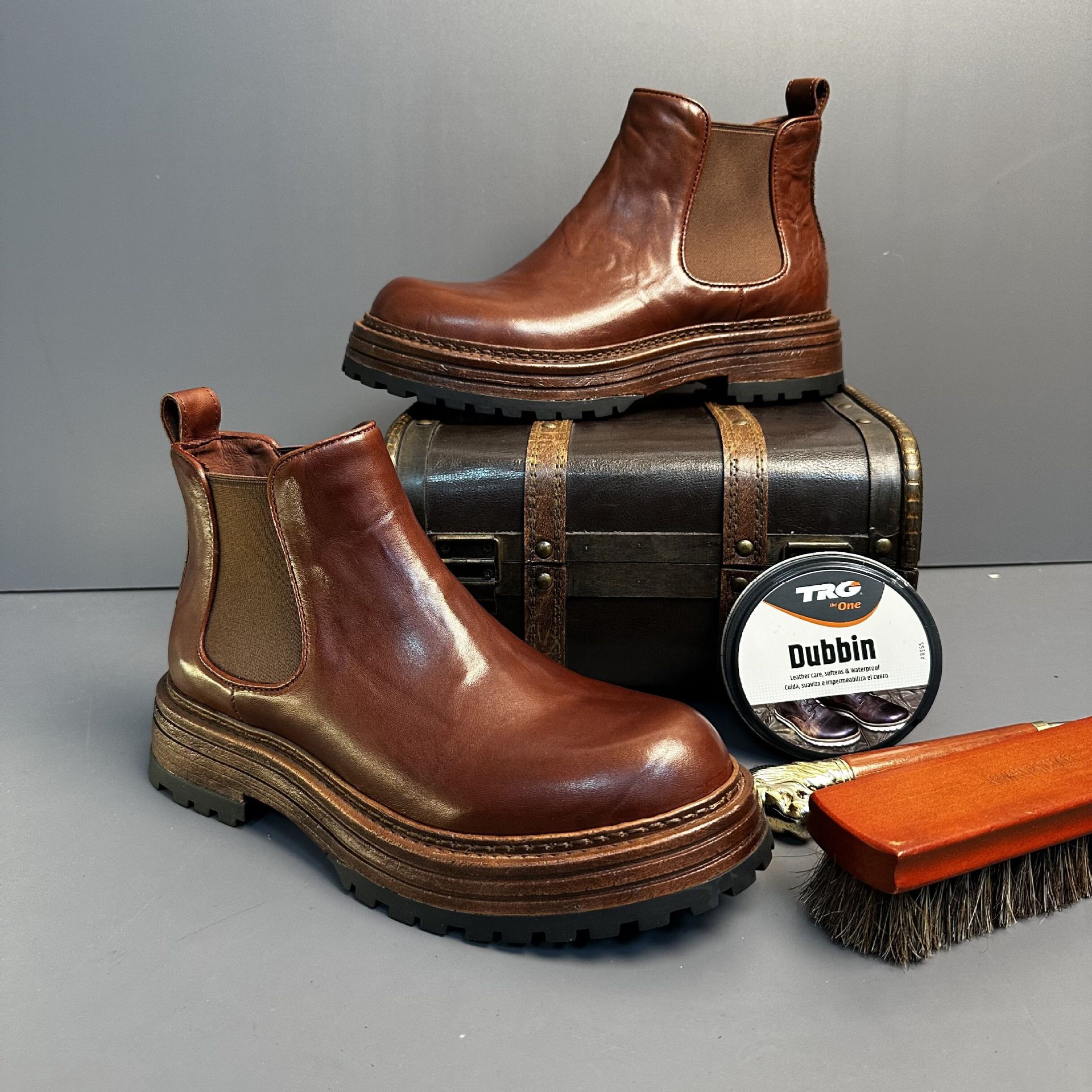 Men's Genuine Leather Retro Horse Leather High-top Martin Boots foto 3