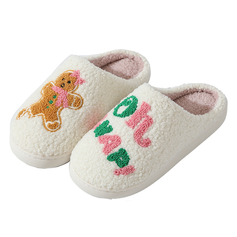 New Home Cute Cartoon Christmas Series Gingerbread Man Winter Cotton Slippers foto 4