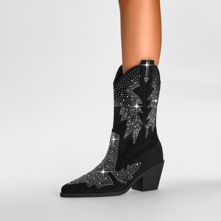 Shiny Rhinestone Booties Ankle Women foto 4