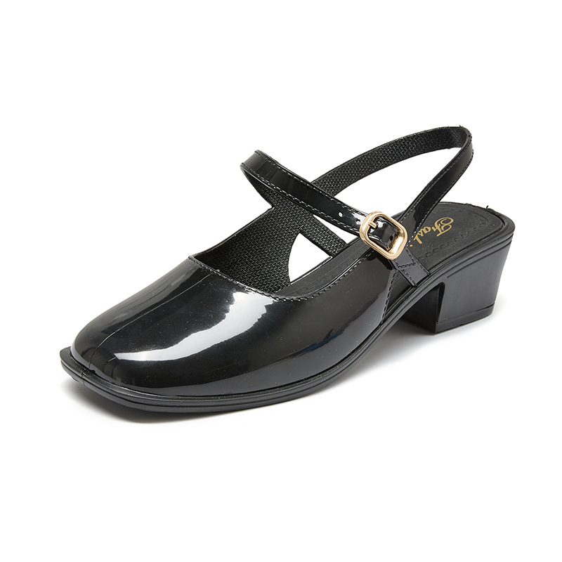 Ladies' Versatile Mary Jane Coarse Heel Shallow Mouth Baotou High Heels foto 2