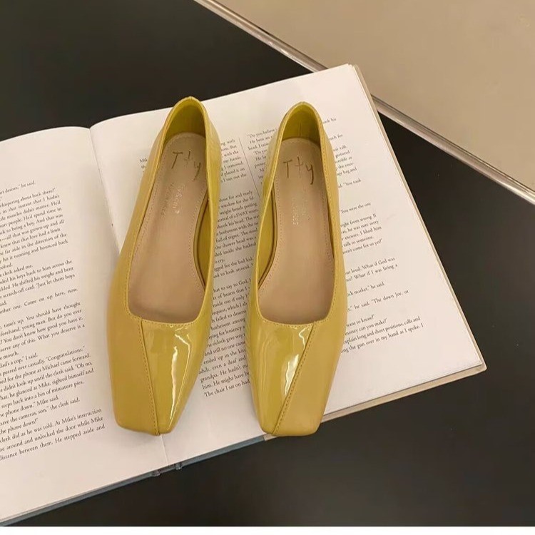 Spring All-matching Low Heel Retro Flat Bottom Square Toe Gommino Pumps Women foto 3