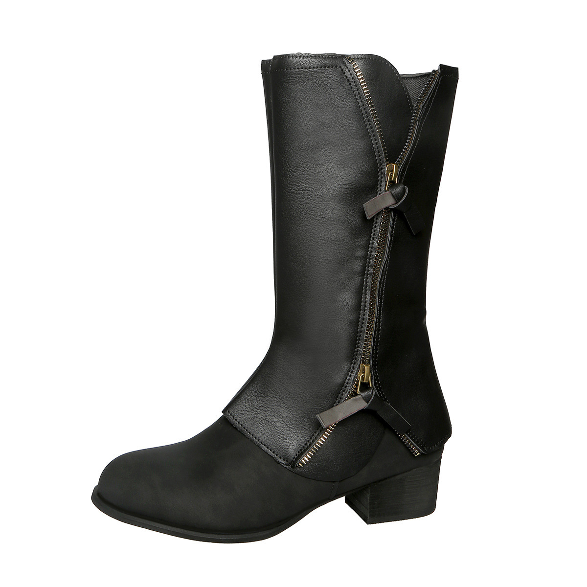 Chunky Heel Women's Side Zipper Martin Boots foto 5