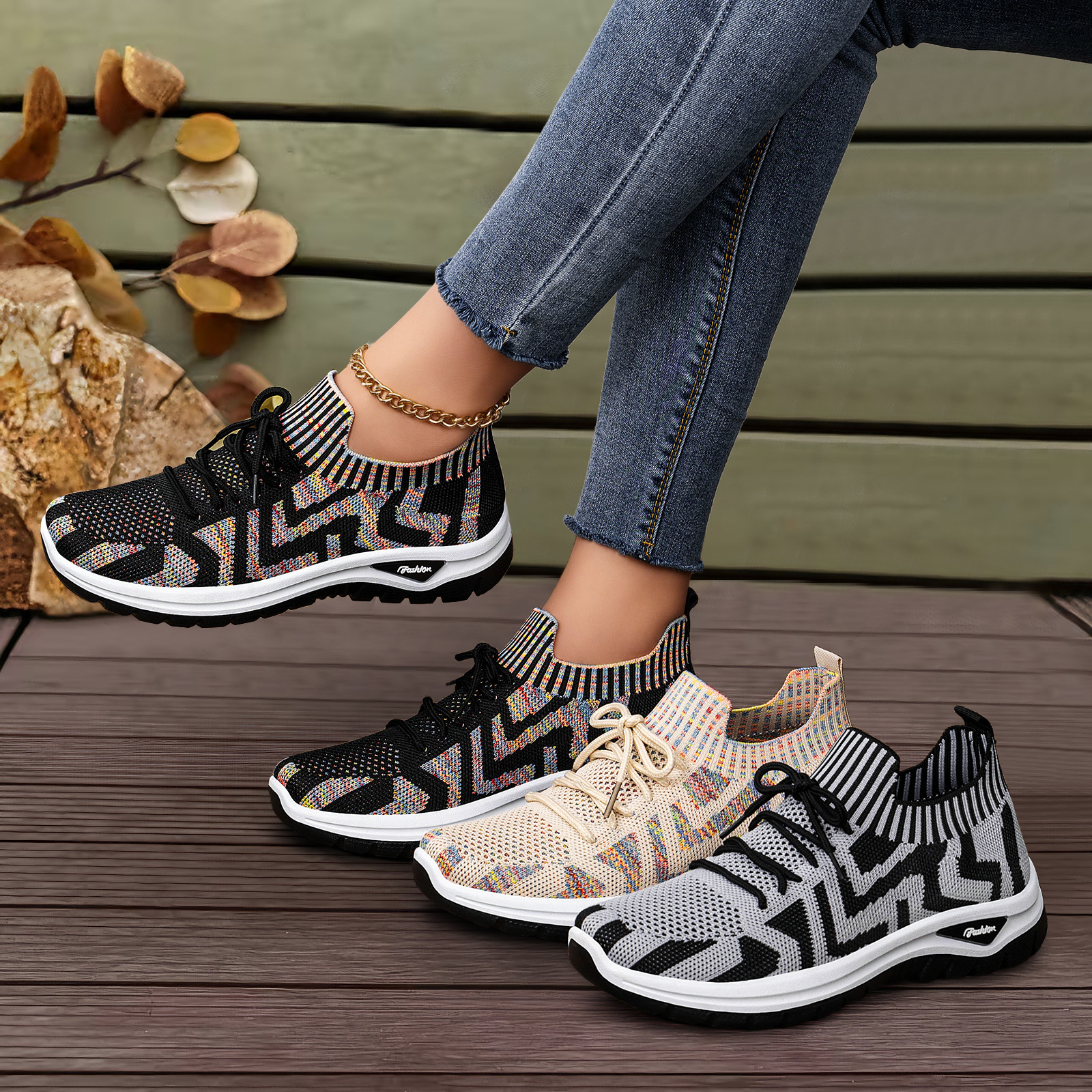 Breathable, Comfortable, Sporty, Color-block Casual Shoes foto 2