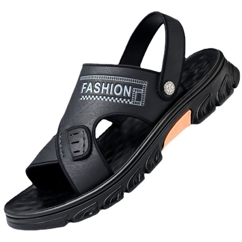 Men's Summer Soft Bottom Beach Cowhide Sandals foto 2