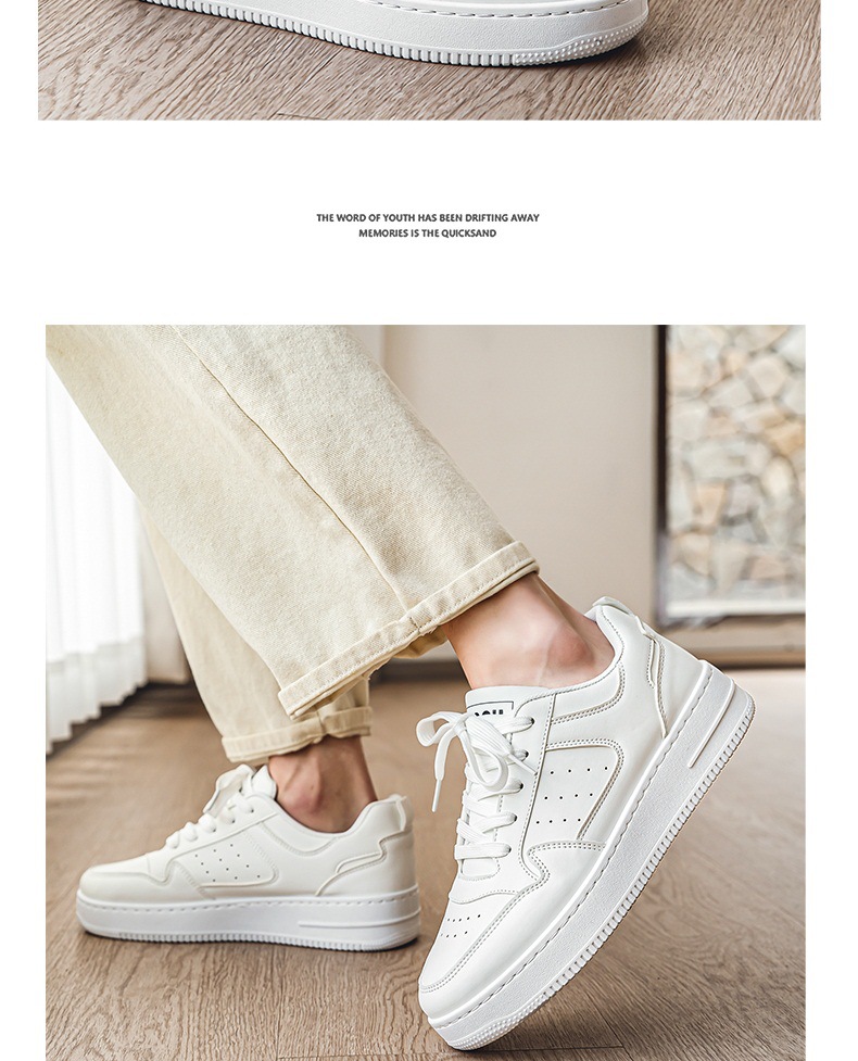 Leather Breathable Teen Trend All-matching Platform White Shoes foto 3