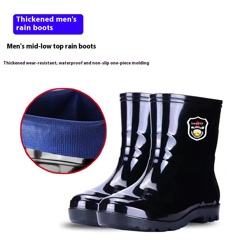 Popular Men's Tendon Bottom Camouflage Wear-resistant Rain Boots Fleece-lined Warm foto 4