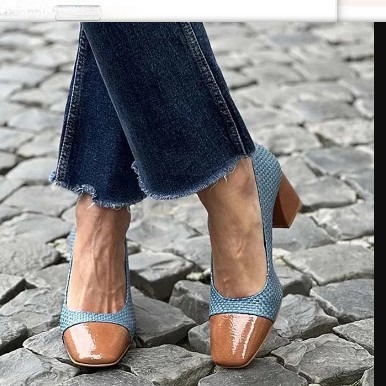 Women's Fashion High Heel Stitching Plus Size Elegant Pumps foto 2