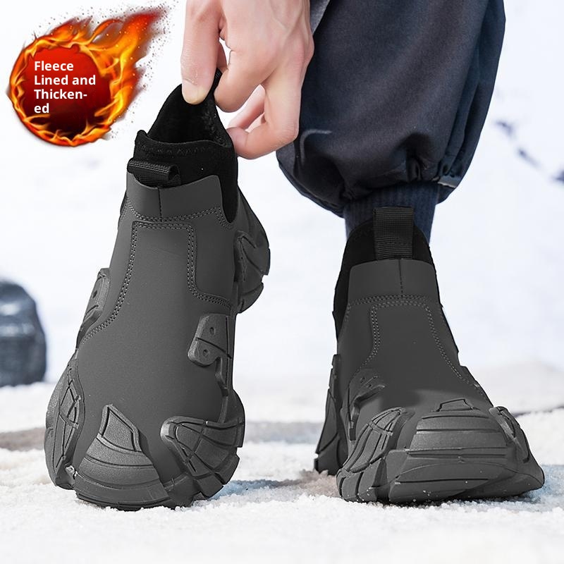 High-top Fleece Warm And Fashionable Fur-lined Slip-on Lazy Shoes foto 5
