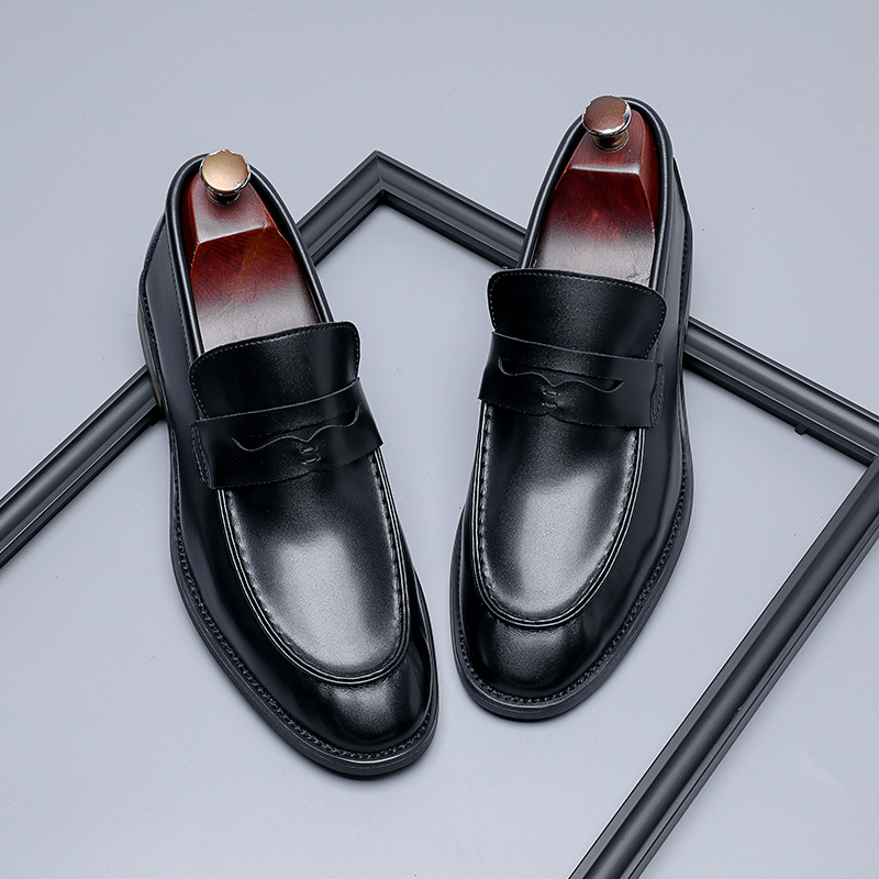 British-style Minimalist Business Formal Slip-on Casual Mens Leather Shoes foto 5