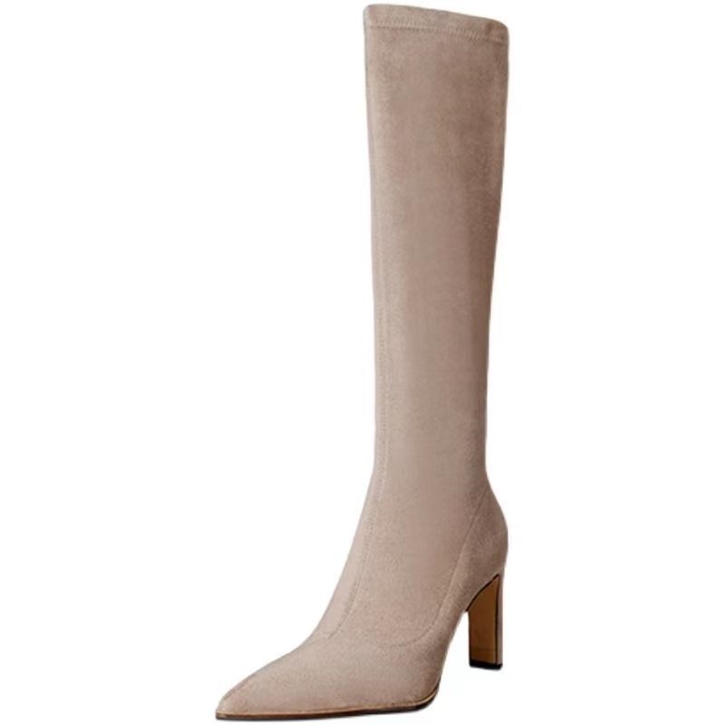Knee-high Suede Pointed-toe Stretchy Figure-flattering Boots foto 2