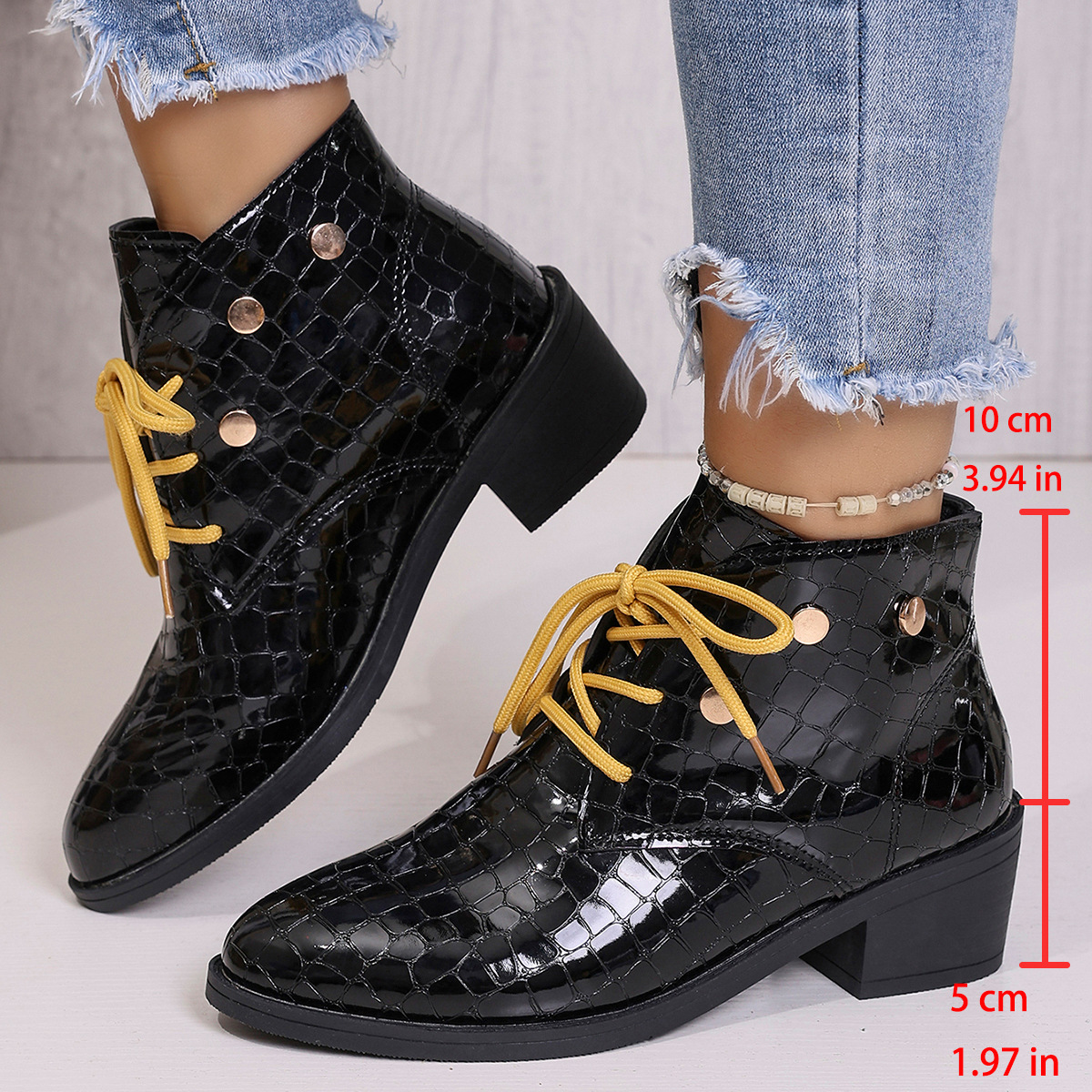 Cross-border Large-size Chunky-heeled Thick-soled Ankle Boots foto 2
